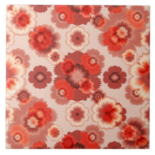 Pink and Red Flower Pattern Ceramic Tile