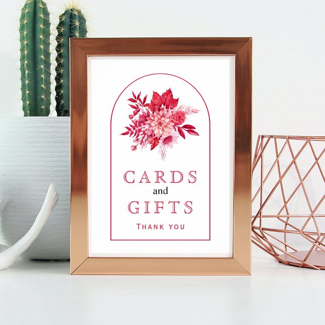 Pink and red flowers and foliage wedding sign (Creator Uploaded)