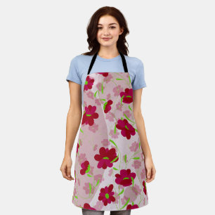 Pink and Red Flowers - Floral Apron
