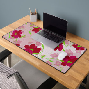Pink and Red Flowers - Floral Desk Mat
