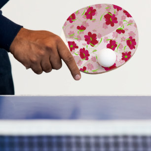 Pink and Red Flowers - Floral Ping Pong Paddle