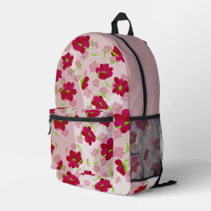 Pink and Red Flowers - Floral Printed Backpack