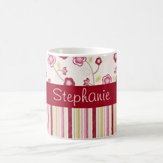 Pink and Red Flowers Personalised Coffee Mug