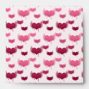 Pink and Red Flying Hearts Envelopes