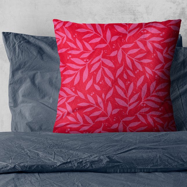 Pink and red foliage Throw Pillow (Creator Uploaded)