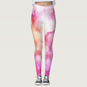 Pink And Red Galaxy Pattern Leggings