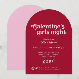 Pink and Red Galentine's Girls Night Party Modern Invitation