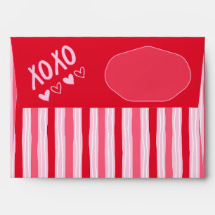 Pink and Red Hand Drawn Stripe Envelope