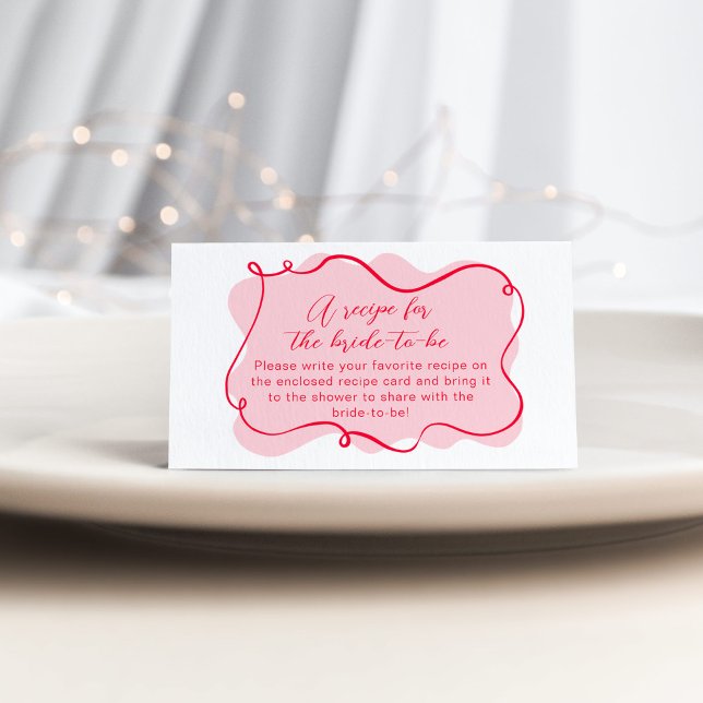 Pink and red hand drawn wavy recipe for the bride enclosure card (Creator Uploaded)