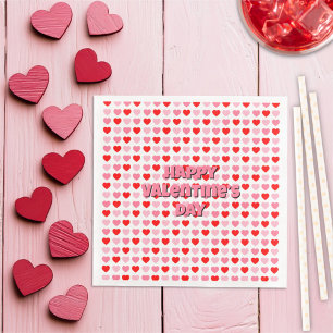 Pink and Red Happy Valentine’s Day Heart Pattern Napkin