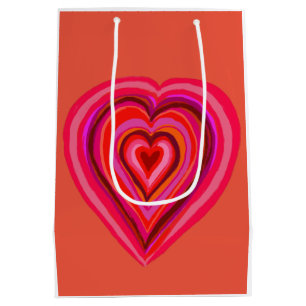 Pink and red heart medium gift bag