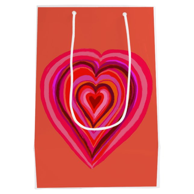 Pink and red heart medium gift bag (Back)
