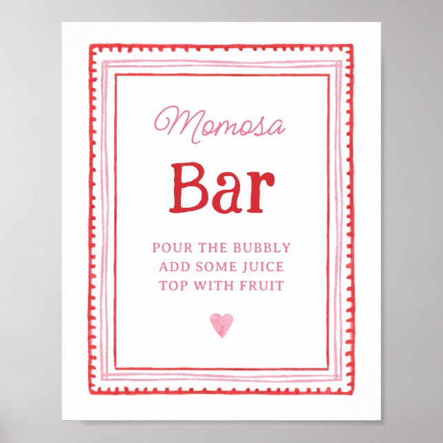 Pink and Red Heart Momosa Bar Sign (Front)