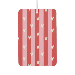 Pink and red, heart striped car air freshener
