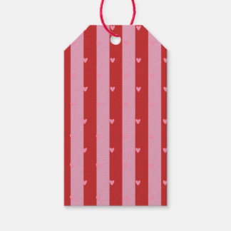 Pink and red, heart striped card gift tags