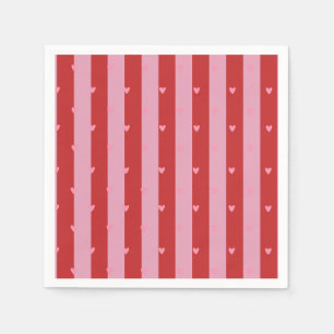 Pink and red, heart striped napkin