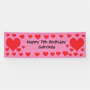 Pink and Red Hearts Banner