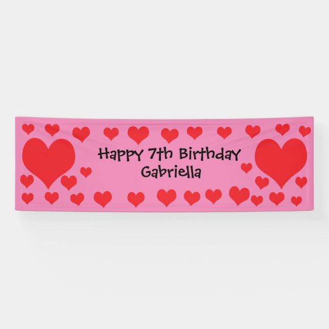 Pink and Red Hearts Banner (Horizontal)