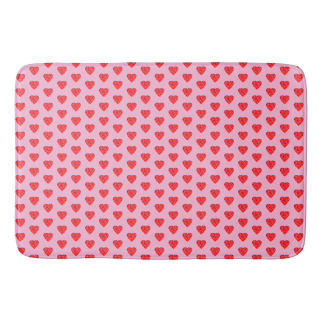 Pink and Red Hearts Pattern Bath Mat (Front)