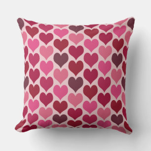 Pink and Red Hearts Pattern Cushion