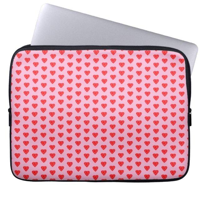 Pink and Red Hearts Pattern Laptop Sleeve (Front)