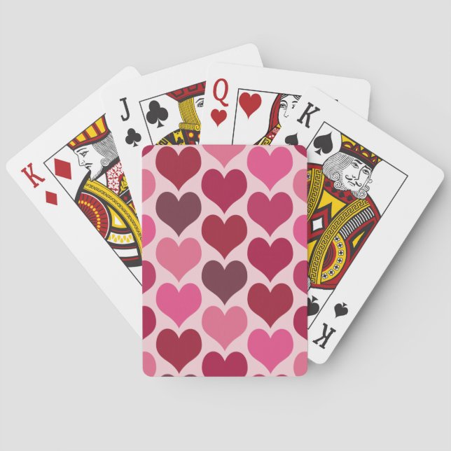 Pink and Red Hearts Pattern Playing Cards (Back)