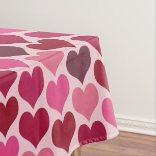 Pink and Red Hearts Pattern Tablecloth