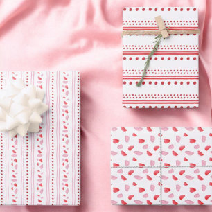Pink and Red Hearts Valentine's Day Gifts Wrapping Paper Sheet