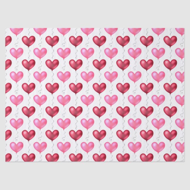 Pink and Red Hearts Valentine's Day Love Tissue Paper (Front)