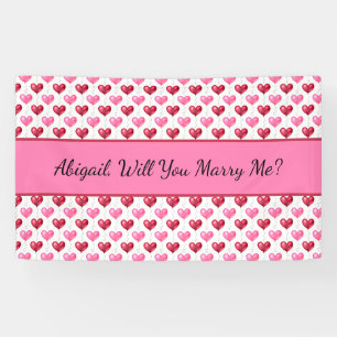 Pink and Red Hearts Will You Marry Me  Banner