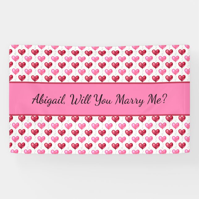 Pink and Red Hearts Will You Marry Me  Banner (Horizontal)