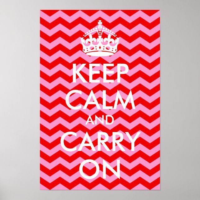 Pink and Red Keep Calm and Carry On Print (Front)
