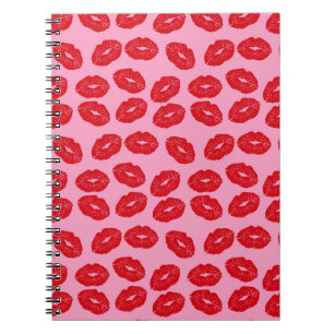 Pink and Red Kisses Printed Background Notebook