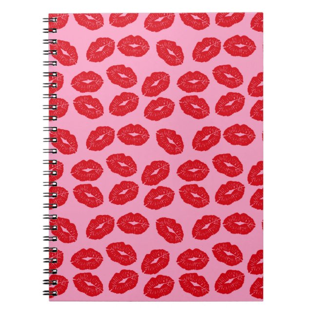 Pink and Red Kisses Printed Background Notebook (Front)