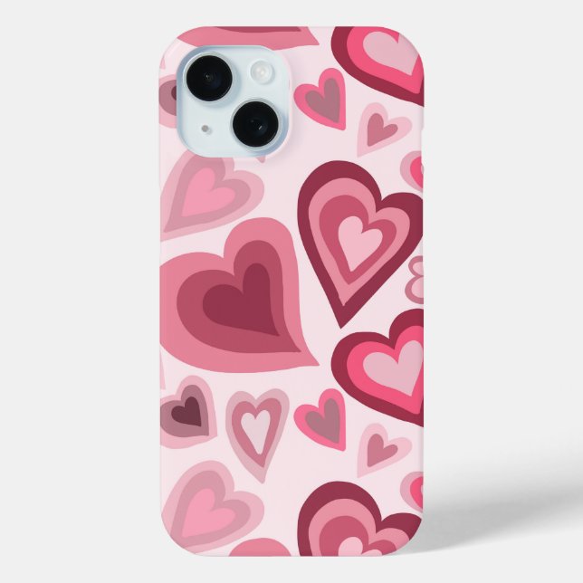 Pink and Red Layered Heart Pattern Case-Mate iPhone Case (Back)