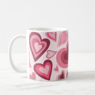 Pink and Red Layered Heart Pattern Coffee Mug