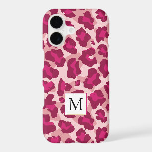 Pink and red leopard animal print and monogram