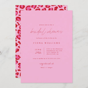 Pink and Red Leopard Minimalist Bridal Shower Invitation