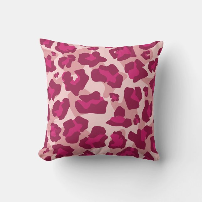 Pink and red leopard print cushion (Front)