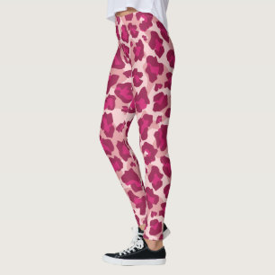 Pink and red leopard print leggings