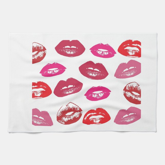 pink and red  lips tea towel (Horizontal)