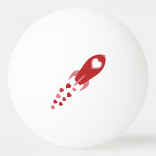 Pink and Red Love Space Ship Ping Pong Ball