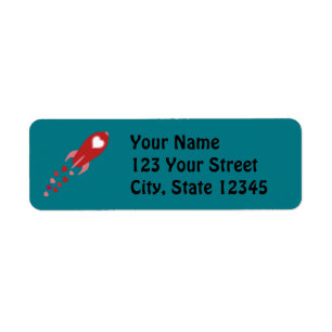 Pink and Red Love Space Ship Return Address Label