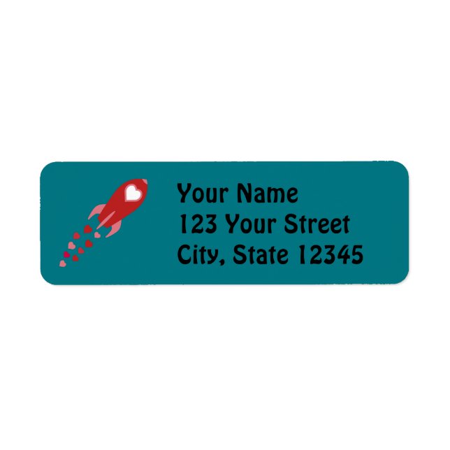 Pink and Red Love Space Ship Return Address Label (Front)