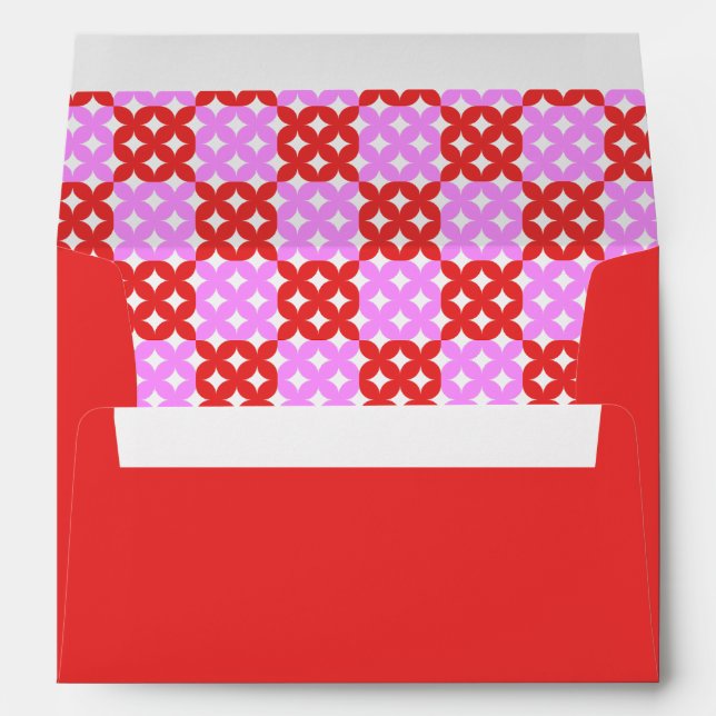 Pink and Red Mid Century Modern Retro Geometric  Envelope (Back (Bottom))
