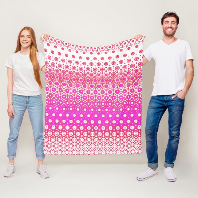 Pink and Red Mosaic Fleece Blanket (In Situ)