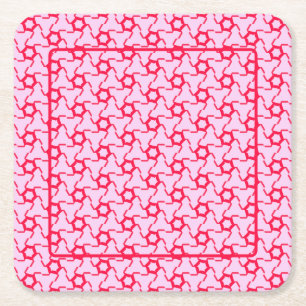 Pink and Red Mosaic Square Paper Coaster