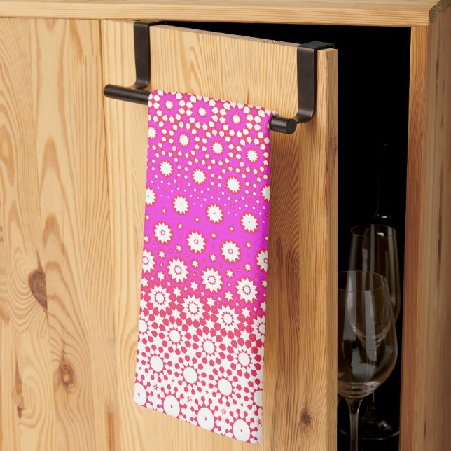 Pink and Red Mosaic Tea Towel (Thirds Fold)