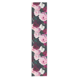 Pink and Red Painted Roses Short Table Runner