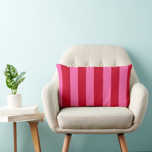 Pink and Red Peppermint Stripes Lumbar Cushion (Chair)